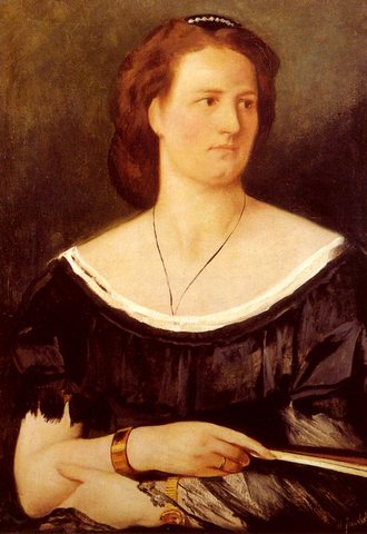 Anselm Portrait Of A Lady Holding A Fan Feuerb