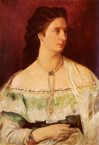 Anselm Portrait Of A Lady Wearing A Pearl Necklace Feuerb