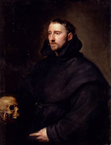 Anthony Van Portrait Of A Monk Of The Benedictine Order Holding A Skull