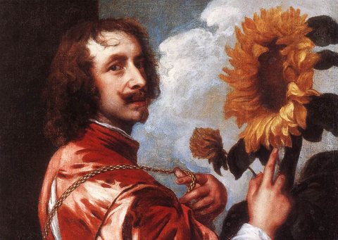 Anthony Van Self Portrait with a Sunflower