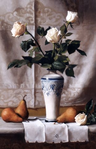 Bacio d Inverno Still Life with White Roses