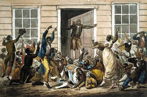 Black Methodists Holding A Prayer Meeting
