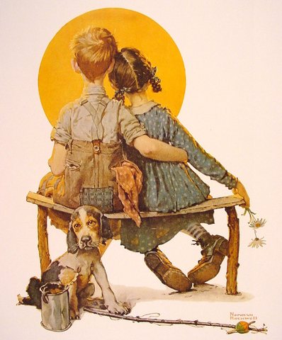 Boy and Girl Gazing at Moon