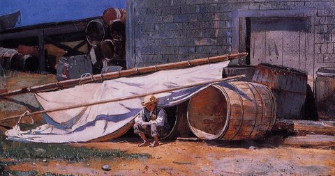 Boy in a Boatyard aka Boy with Barrels