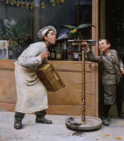 Chocarne Moreau Paul Charles Teasing the Parrot
