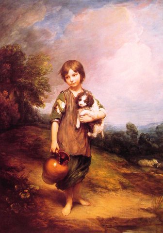 Cottage Girl with dog and Pitcher