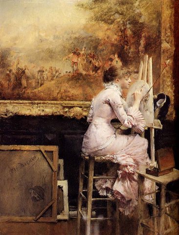 Dagnan Bouveret Pascal Adolphe Jean Young Watercolourist In The Louvre