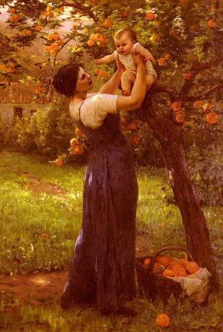 Demont-Breton Virginie Mere Et Enfant Dans Le Jardin