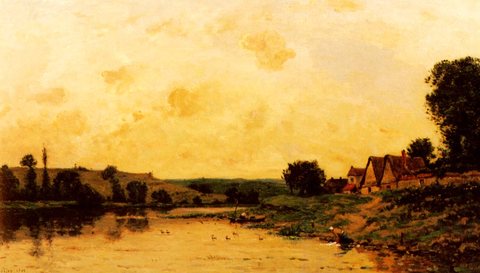 Deply Hippolyte Camille Lavandiere Au Bord De La Riviere
