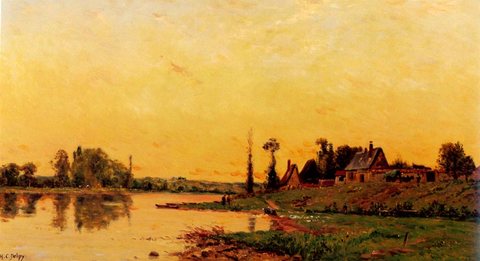 Deply Hippolyte Camille Lavandiere Pres D Un Groupe De Maisons