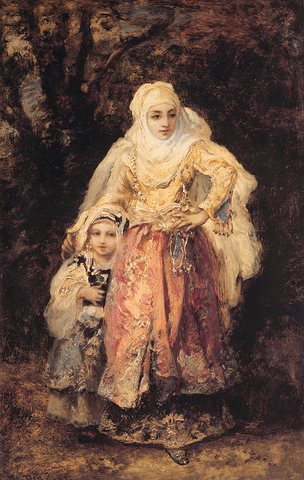 Diaz de lal Pena Oriental Woman and Her Daughter