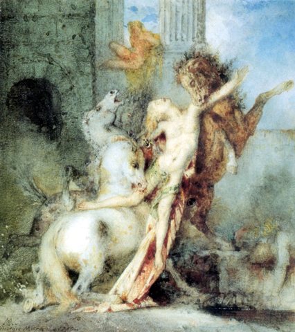 Diomedes Devoured by his Horses watercolour