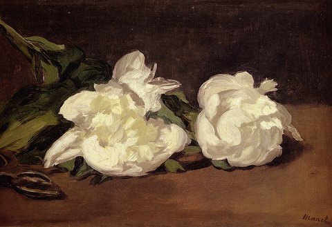 Edouard Branch Of White Peonies With Pruning Shears
