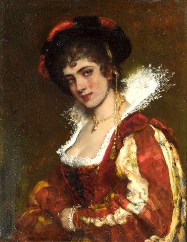 Eugen von Portrait of a Venetian Lady