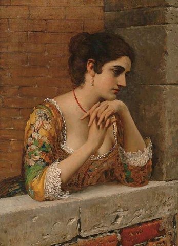 Eugen von venetian beauty on balcony