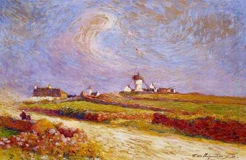 Ferdinand du Countryside with Windmill near Batz