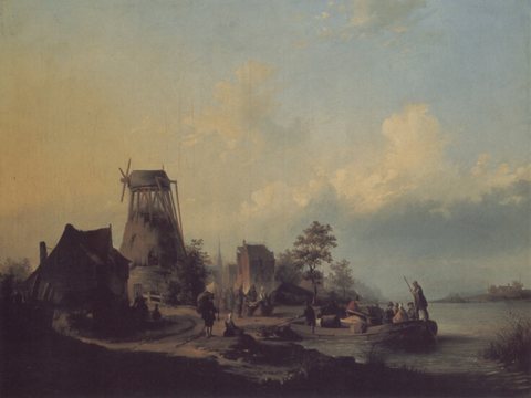 Figures by a channel