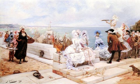 Georges Elegant Figures Watching The Regatta