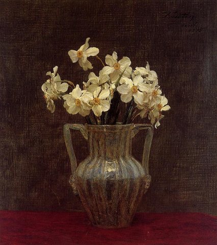 Henri Narcisses in an Opaline Glass Vase