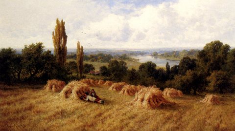 Henry Deacon Hillier A Corn Field Chertsey On Thames Surrey