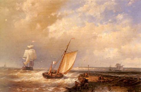 Hulk Abraham A Dutch Pink Heading Out To Sea With Shipping Beyond
