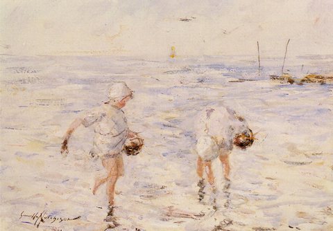 Hutchinson Robert Gemmell Gathering Shells At The Beach