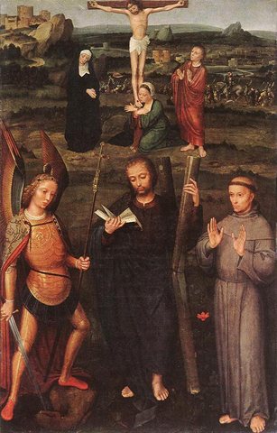 ISENBRANT Adriaen Archangel St Michael St Andrew and St Francis of Assissi