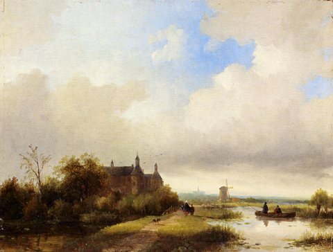 Jan Jacob Travellers On A Path Haarlem In The Distance