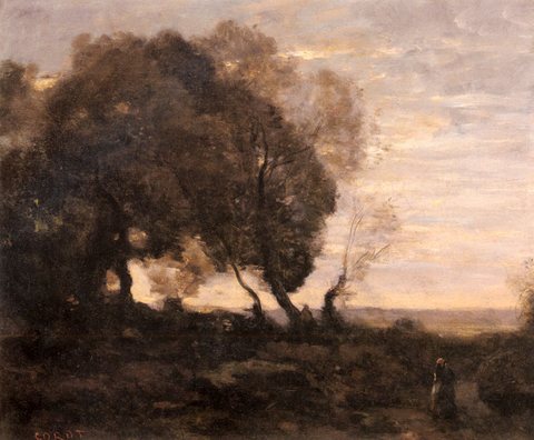 Jean Baptiste Camille Arbres Tordus Sur Une Crete