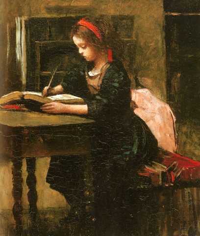 Jean Baptiste Camille Fillete A L etude En Train D Ecrire