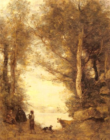 Jean Baptiste Camille Le Joueur De Flute Du Lac D Albano
