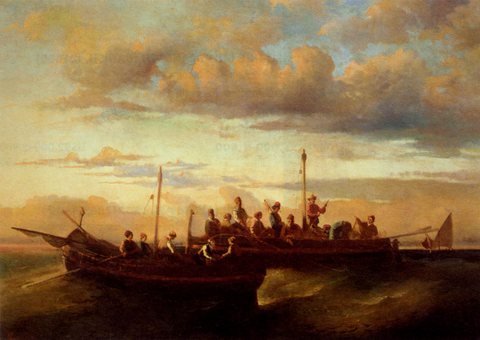 Joseph Thomas Italian Fishing Vessels At Dusk