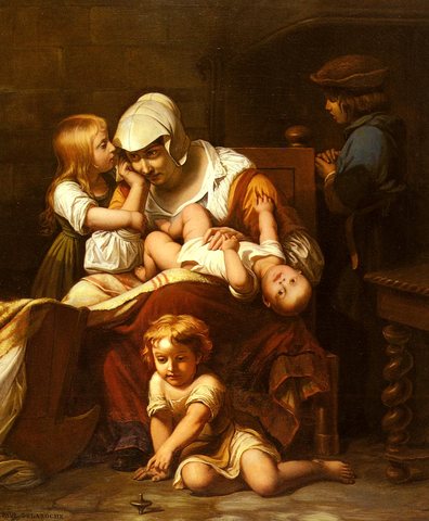 Juene Mere Et Ses Enfants