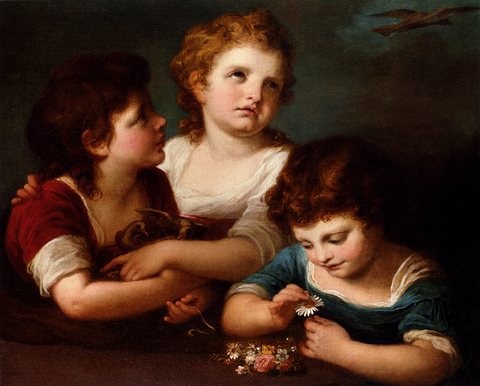 Kauffman Angelica Children With A Birds Nest And Flowers Kauffm