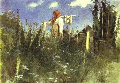 Kramskoi Girl with Washed Linen on the Yoke