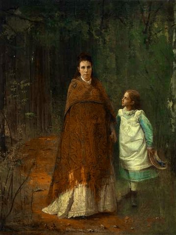 Kramskoi In the Park Portrait of the Artist-s Wife and Daughter