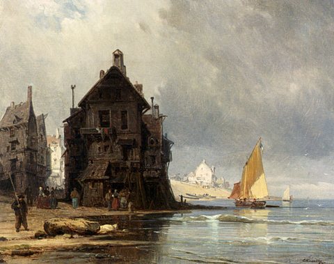 Kuwasseg Charles Euphrasie A Coastal Scene In Normandy