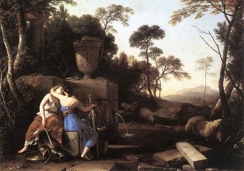 LA HIRE Laurent de Landscape With Peace And Justice Embracing