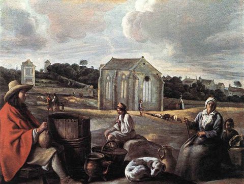 Le Nain Louis Landscape With Peasants And A Chapel