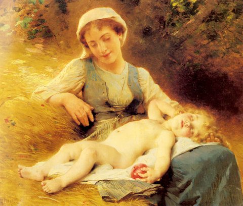 Leon Jean basile A Mother With Her Sleeping Child