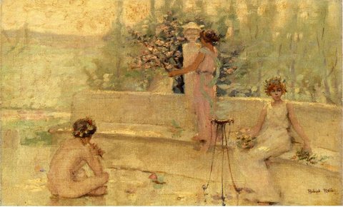 Lewis Three Figures in an Italian Garden