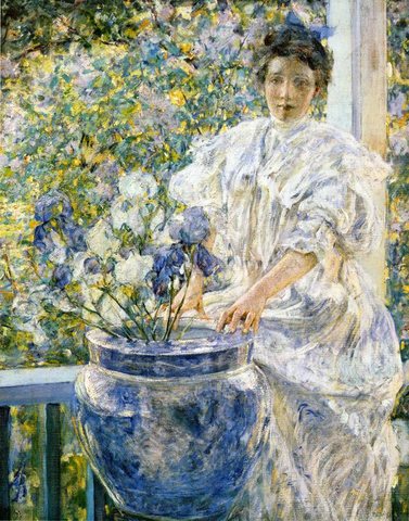 Lewis Woman on a Porch with Flowers