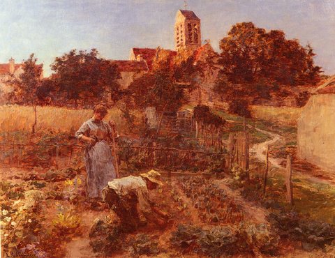 Lhermitte Leon Augustin Au Jardin, Charteves,. Pres De Mont-Saint-Pere