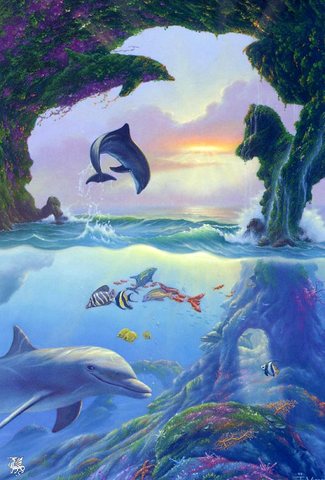 ma Warren Painted Worlds Seven Dolphins