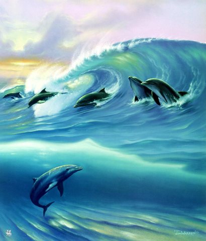 ma Warren Painted Worlds Surfin Dolphins