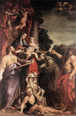 Madonna Enthroned with St Matthew Carrac