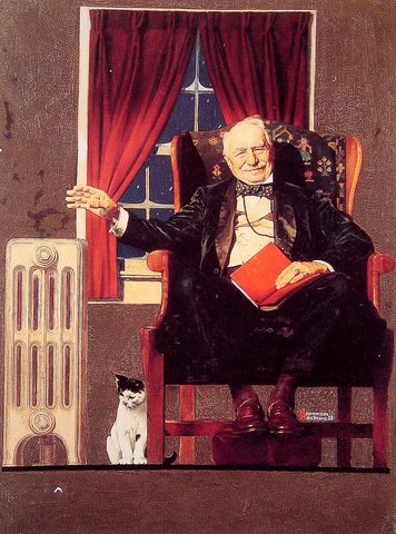Man Seated by Radiator