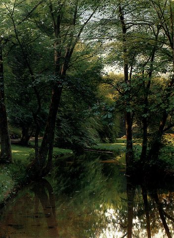 Monsted Peder Figures Resting In A River Landscape