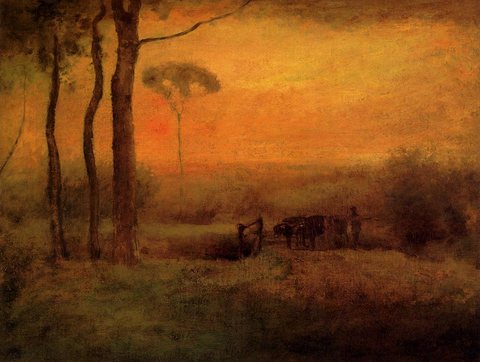 Pastoral Landscape At Sunset