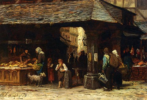 Philip Lodewijk Jacob frederik A Market Scene In Frankfurt